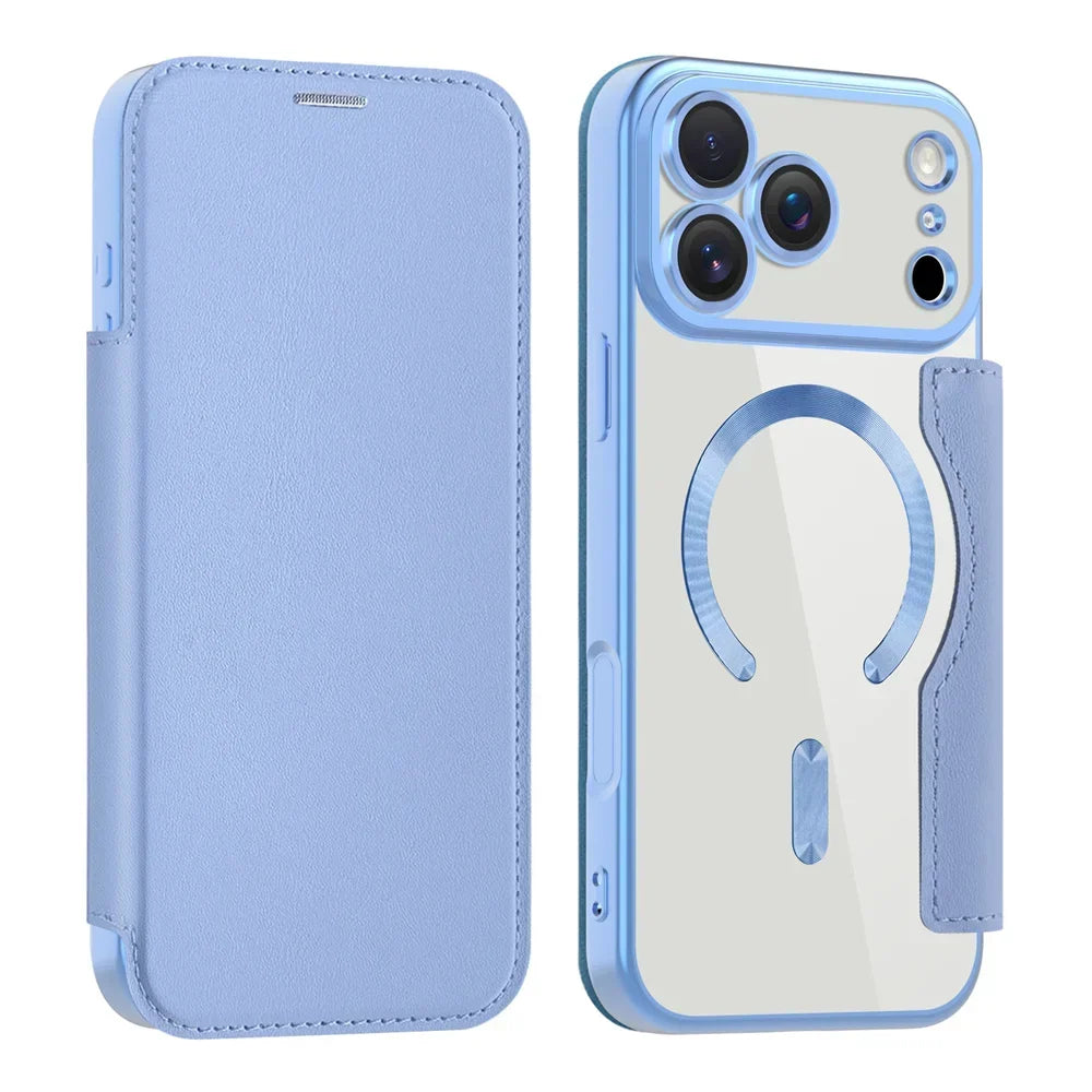 Transparent Card Holder iPhone Case with MagSafe Magnetic Wallet & RFID Protection for 12 13 14 15 16 17 Pro Max Air Plus
