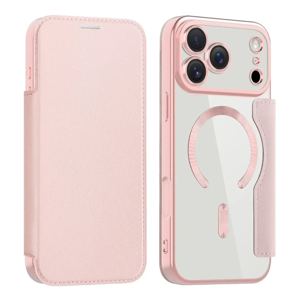 Transparent Card Holder iPhone Case with MagSafe Magnetic Wallet & RFID Protection for 12 13 14 15 16 17 Pro Max Air Plus