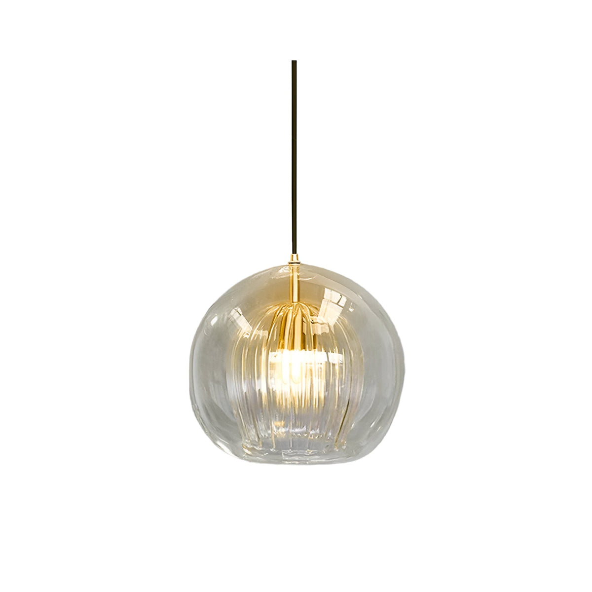 Spherical Glass Hanging Light with Adjustable Height for Kitchen Island, Dining Table, Bedroom | E27 Socket | Modern Orb Fixture for Home an
