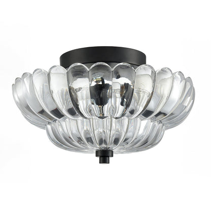 Amber Glass Flush Mount Ceiling Light Vintage Semi-Flush Fixture for Kitchen Bedroom Living Room Dining Room E27 12 in Retro Dome Shade
