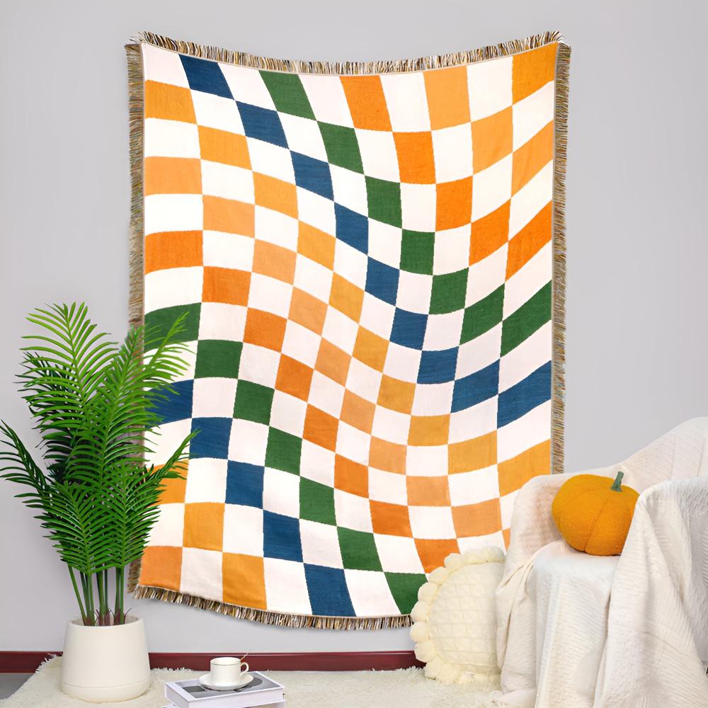 Clever Checkerboard Blanket - Polycotton Blend, Versatile Design