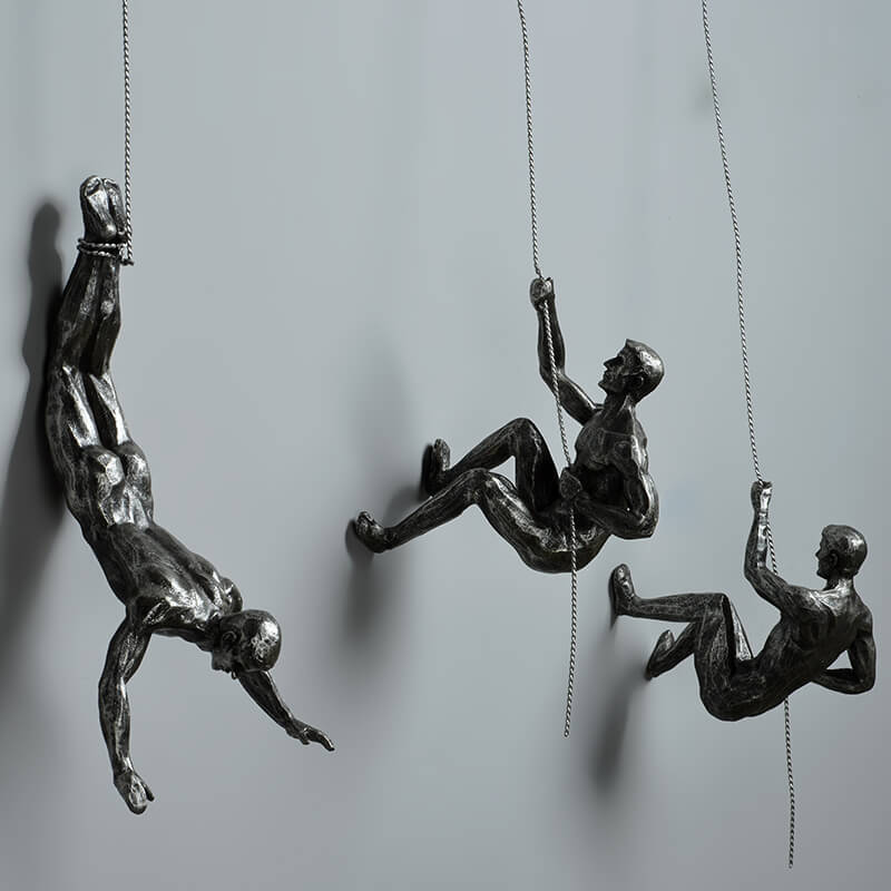 ClimbArtis | Metal Wall Sculpture Art of Climber with Handcrafted Resin Design | Inspirational Decor for Strength and Growth