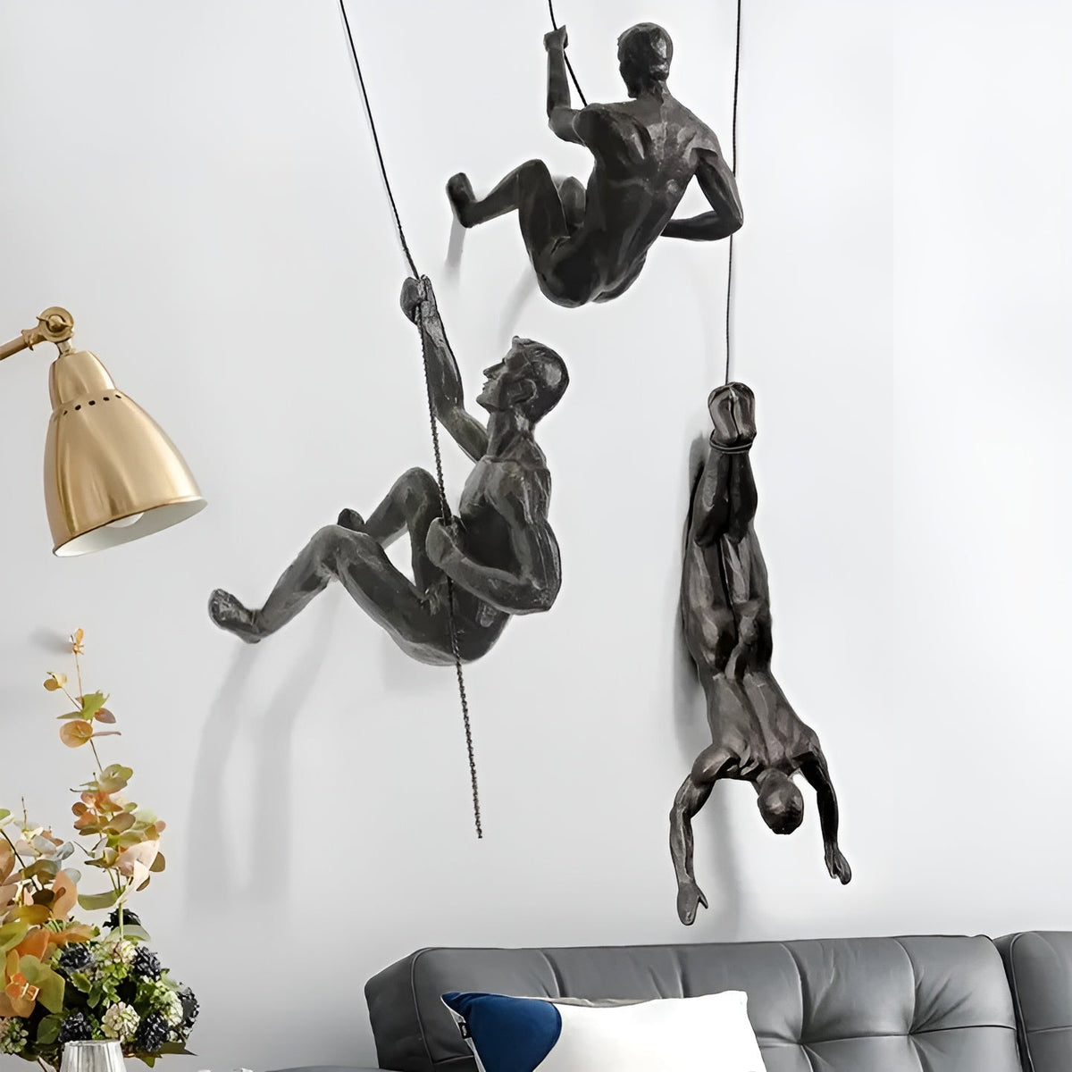 Climbera Wall Art Set - Metal Climbing Men Trio, Modern Industrial Decor
