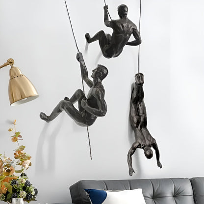 Climbera Wall Art Set - Metal Climbing Men Trio, Modern Industrial Decor