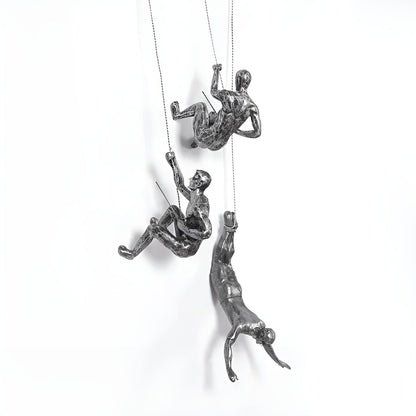 Climbera Wall Art Set - Metal Climbing Men Trio, Modern Industrial Decor