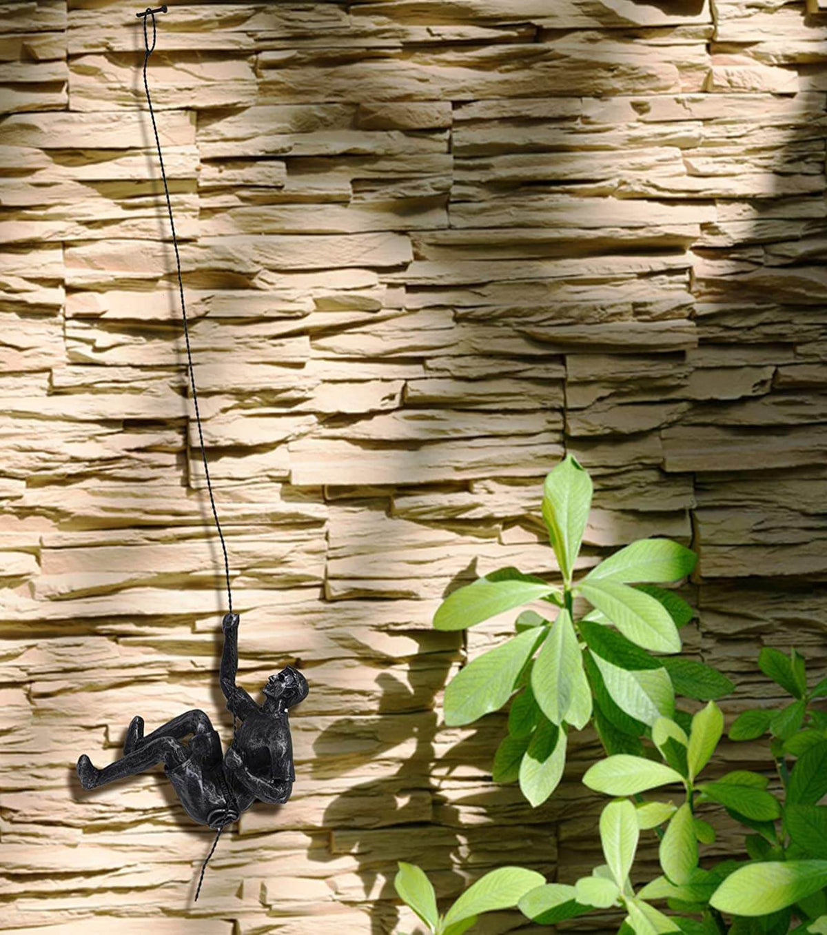 Climbing Figure Wall Sculpture | Resin & Iron Wire Art for Modern Decor