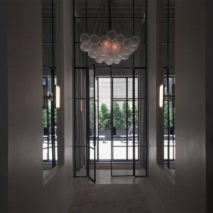 Hanging Ceiling Light Multi-Globe Frosted Glass Fixture Gold Black Chrome for Dining Room Kitchen Island Entryway Indoor Chandelier Adjustab