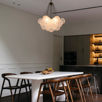 Hanging Ceiling Light Multi-Globe Frosted Glass Fixture Gold Black Chrome for Dining Room Kitchen Island Entryway Indoor Chandelier Adjustab