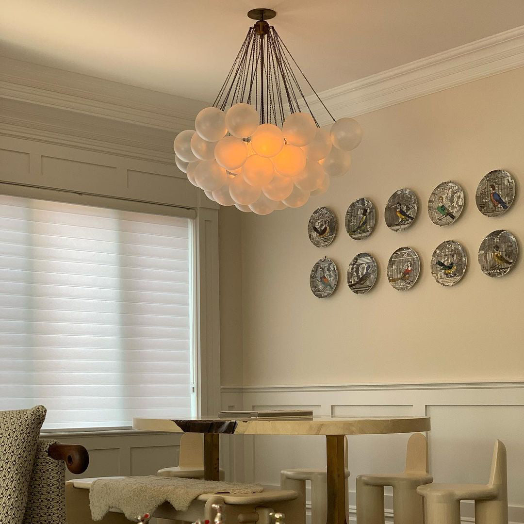 Hanging Ceiling Light Multi-Globe Frosted Glass Fixture Gold Black Chrome for Dining Room Kitchen Island Entryway Indoor Chandelier Adjustab