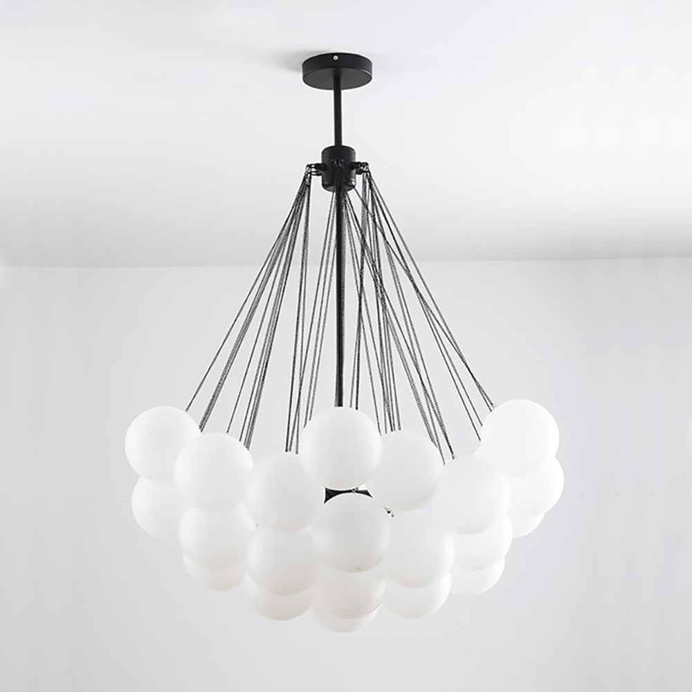 Hanging Ceiling Light Multi-Globe Frosted Glass Fixture Gold Black Chrome for Dining Room Kitchen Island Entryway Indoor Chandelier Adjustab