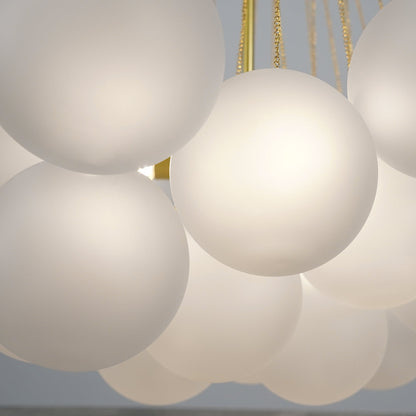 Hanging Ceiling Light Multi-Globe Frosted Glass Fixture Gold Black Chrome for Dining Room Kitchen Island Entryway Indoor Chandelier Adjustab