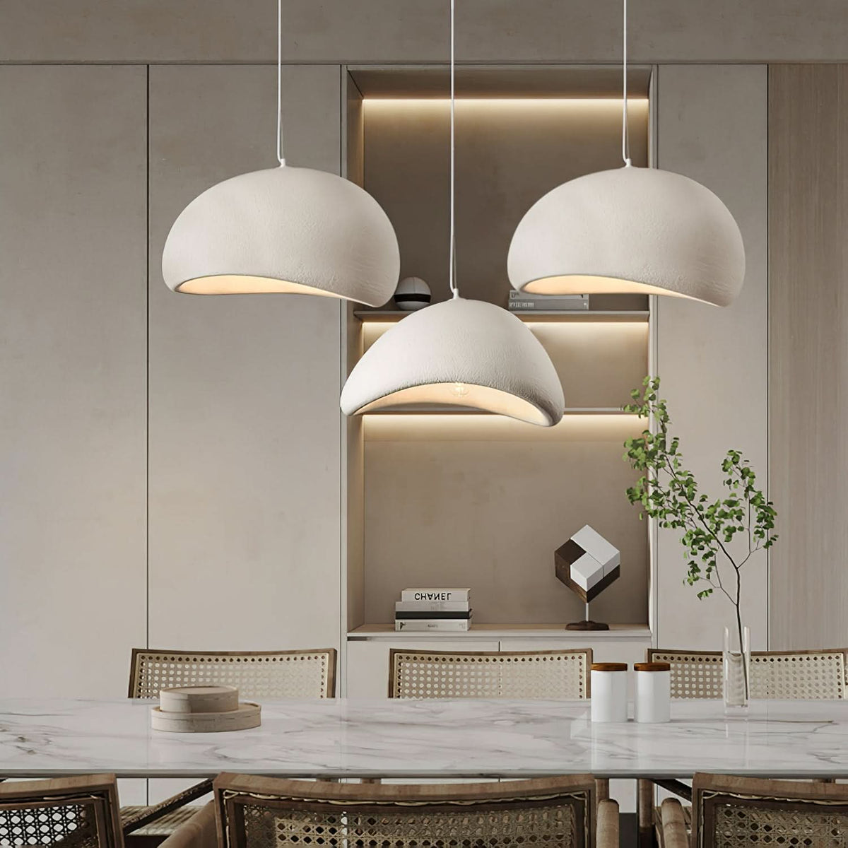 Dome Drop Ceiling Light with Height-Adjustable Cable E27 Socket Dimmable Fixture for Kitchen Island Dining Table
