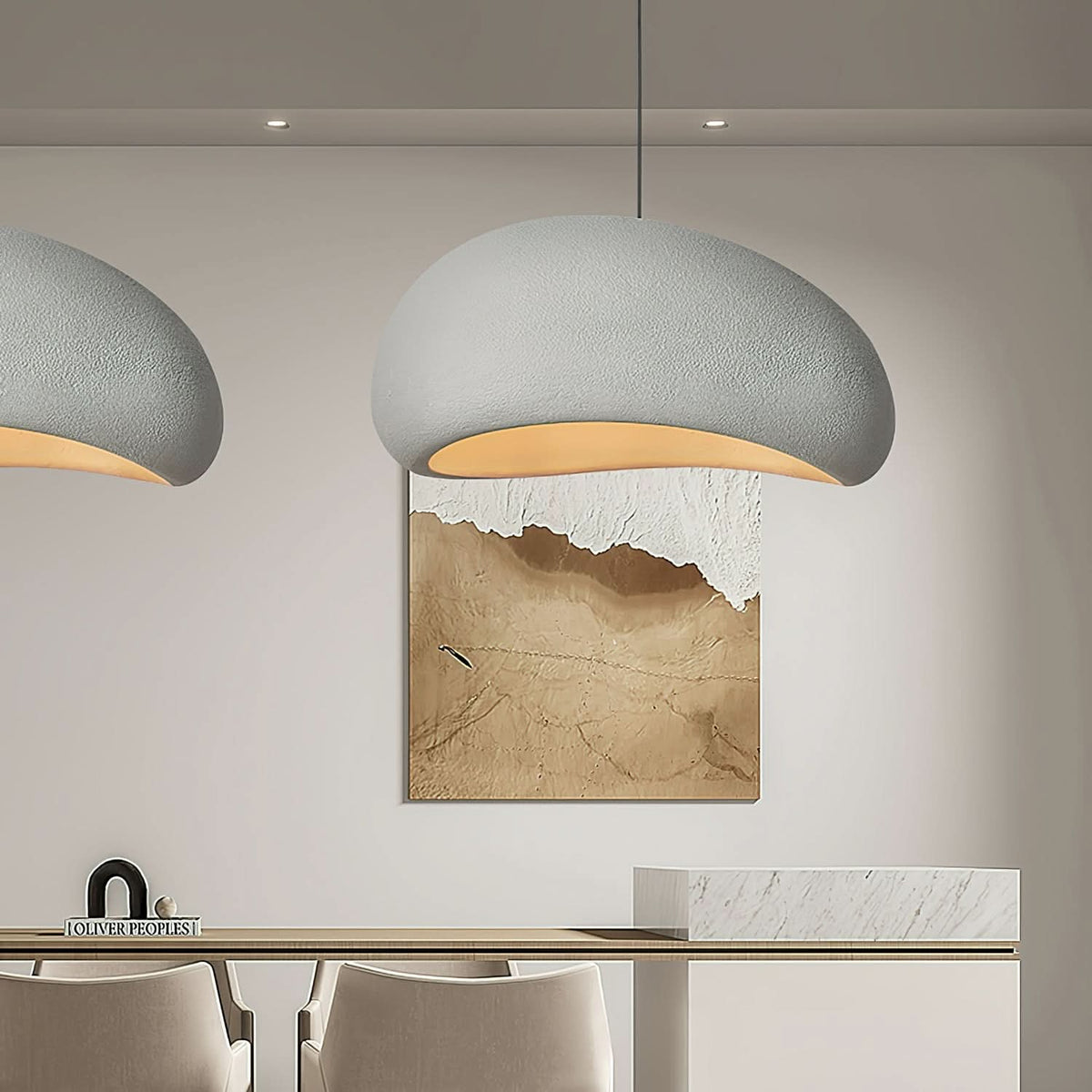 Dome Drop Ceiling Light with Height-Adjustable Cable E27 Socket Dimmable Fixture for Kitchen Island Dining Table