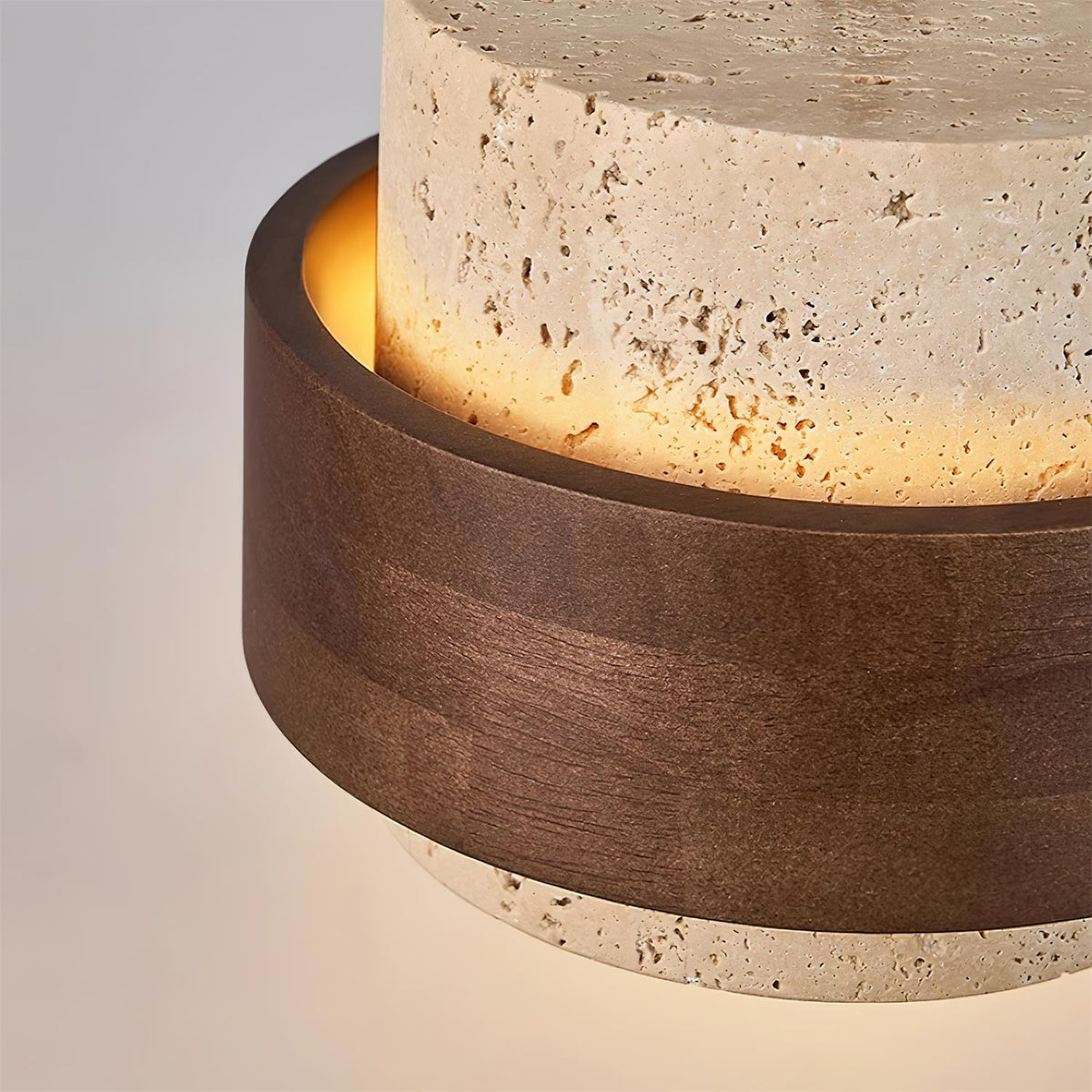 Hanging Lamp with Natural Stone Shade and Wood Trim for Dining Areas, Kitchens, and Islands – Adjustable Height Ceiling Fixture
