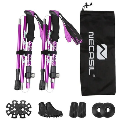 Collapsible Hiking Poles | Lightweight Trekking Support with Adjustable Length | Comfortable Grip for Enhanced Stability
