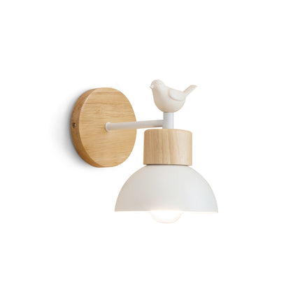 Sconce Light Fixture Wood Metal Bird Accent 6x8 Inch Bedroom Nightstand Reading Lamp Indoor Wall Mounted E26 E27 Socket for Modern Rustic De