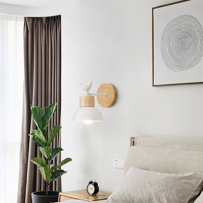 Sconce Light Fixture Wood Metal Bird Accent 6x8 Inch Bedroom Nightstand Reading Lamp Indoor Wall Mounted E26 E27 Socket for Modern Rustic De