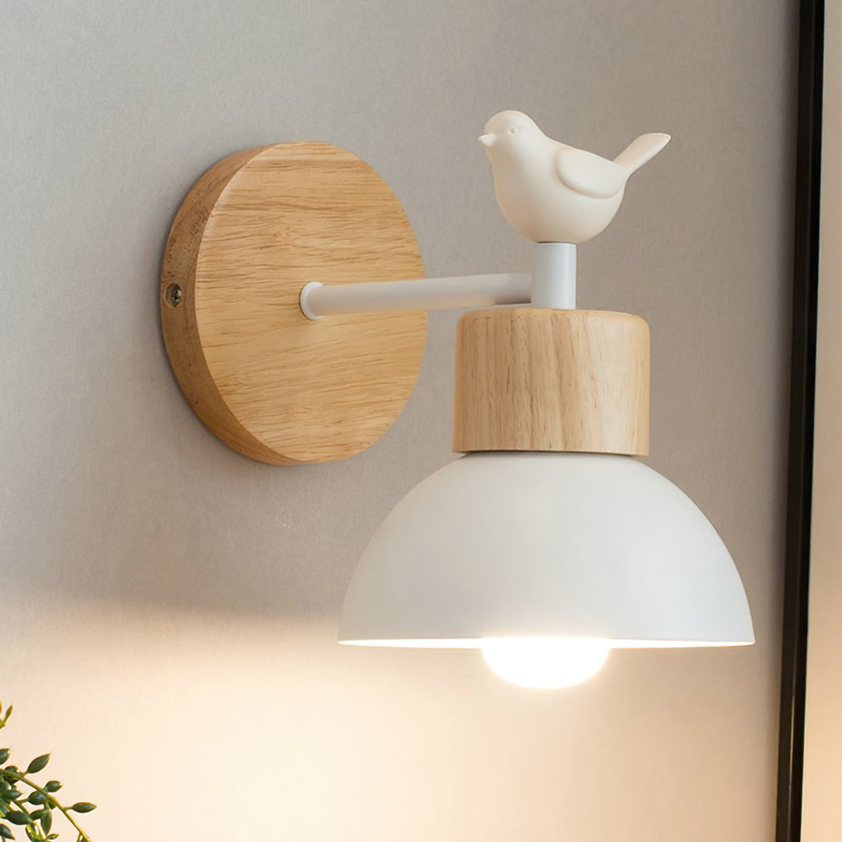 Sconce Light Fixture Wood Metal Bird Accent 6x8 Inch Bedroom Nightstand Reading Lamp Indoor Wall Mounted E26 E27 Socket for Modern Rustic De