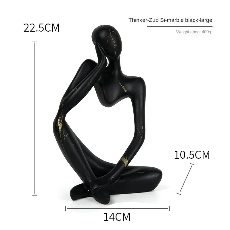 Abstract Thinker Sculpture Resin Desktop Figurine Modern Art Statue for Home Office Shelf Decor Minimalist Accent Piece