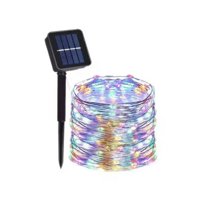Solar Outdoor String Lights with 8 Lighting Modes – Flexible Copper Wire LED Fairy Lights for Patio, Garden, Party & Deck