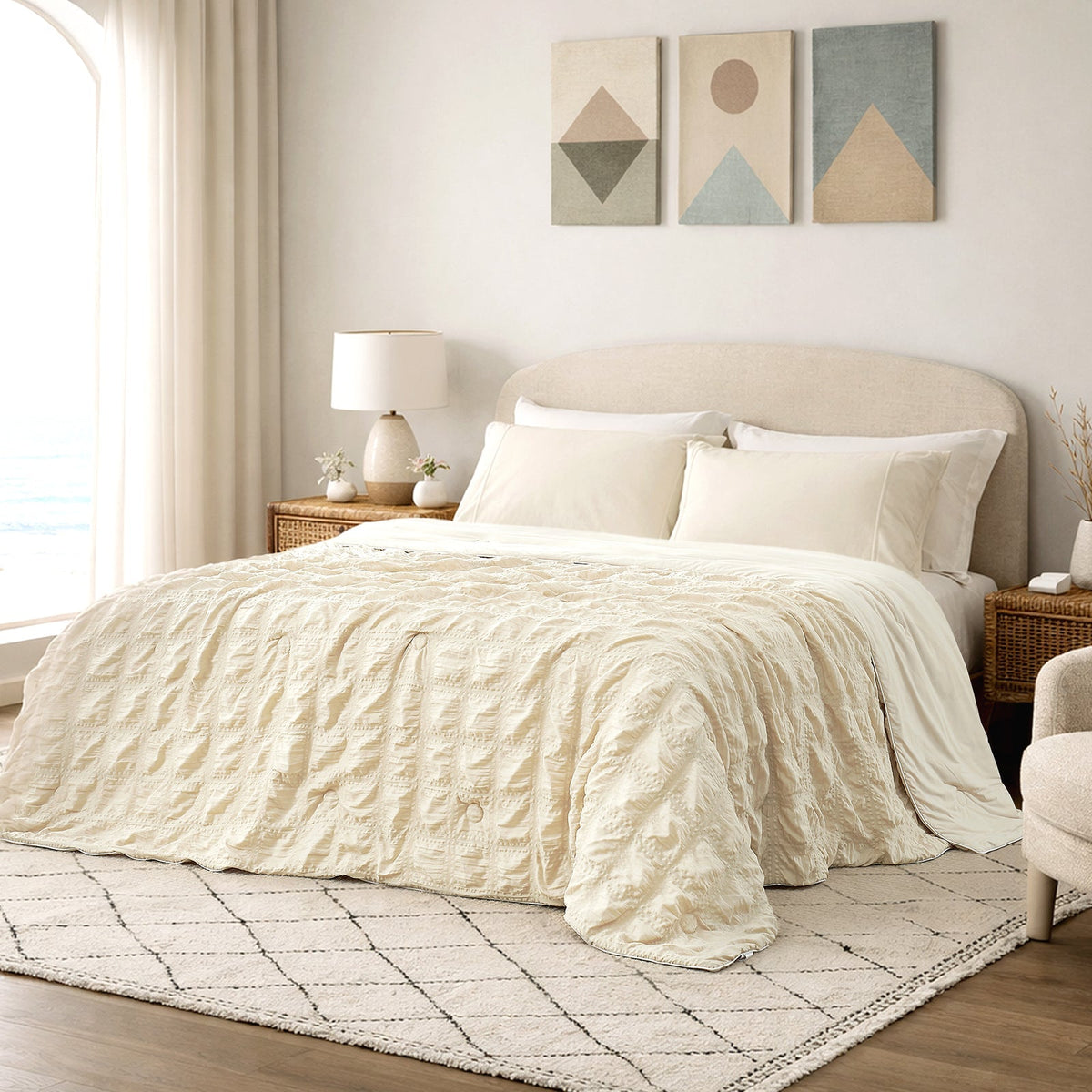 Comfort Collection | Cooling Comforter with Advanced Airflow | Lightweight Seersucker Design for Hot Sleepers