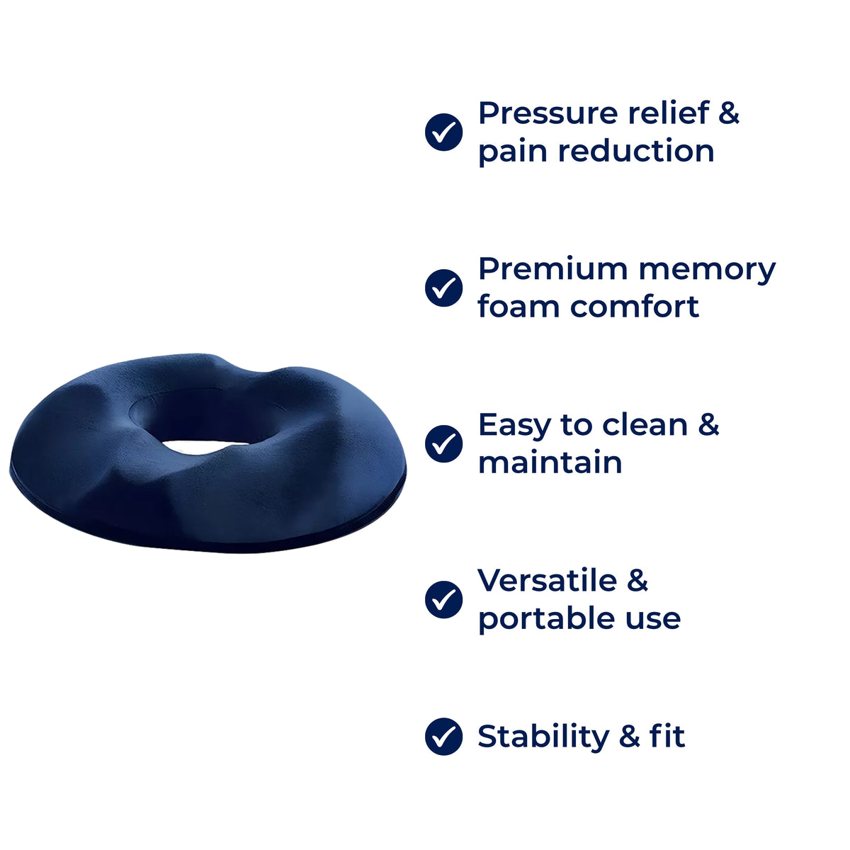 Comfort Cushion | Donut Seat Cushion for Tailbone Relief with Memory Foam | Washable Cover for Office & Travel