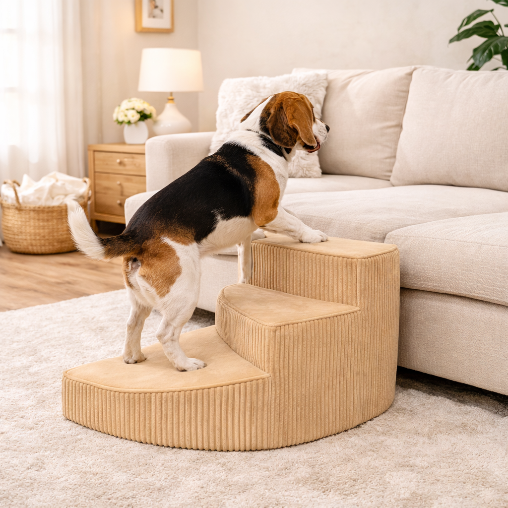 Dog Stairs for Bed | Orthopedic Foam Pet Stairs with Non-Slip Bottom | Easy Access Steps for Small & Senior Dogs
