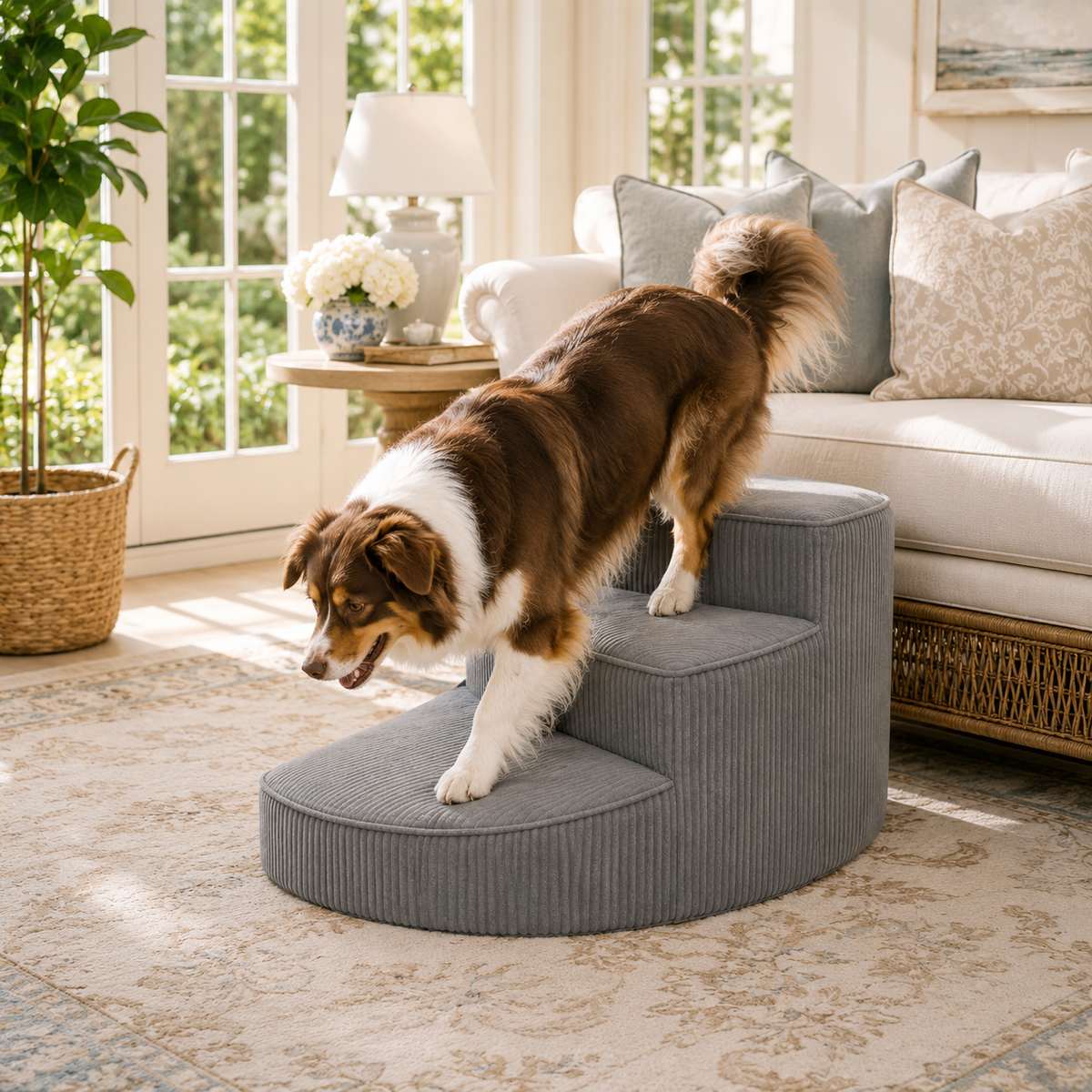 Dog Stairs for Bed | Orthopedic Foam Pet Stairs with Non-Slip Bottom | Easy Access Steps for Small & Senior Dogs