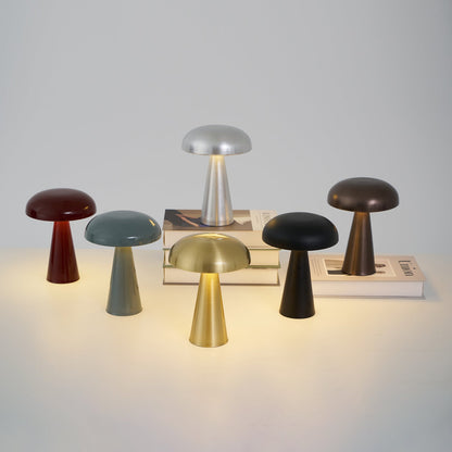 Compact Mushroom Desk Lamp with USB Port 6×8 in Touch Control Dimmable LED Metal Bedside Light for Home Office Reading Nightstand Ambient Li