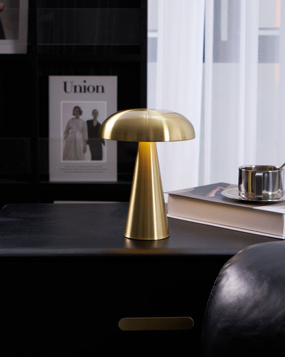 Compact Mushroom Desk Lamp with USB Port 6×8 in Touch Control Dimmable LED Metal Bedside Light for Home Office Reading Nightstand Ambient Li