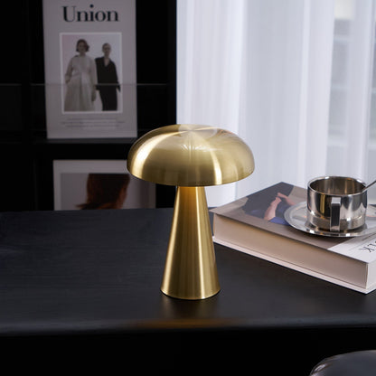 Compact Mushroom Desk Lamp with USB Port 6×8 in Touch Control Dimmable LED Metal Bedside Light for Home Office Reading Nightstand Ambient Li