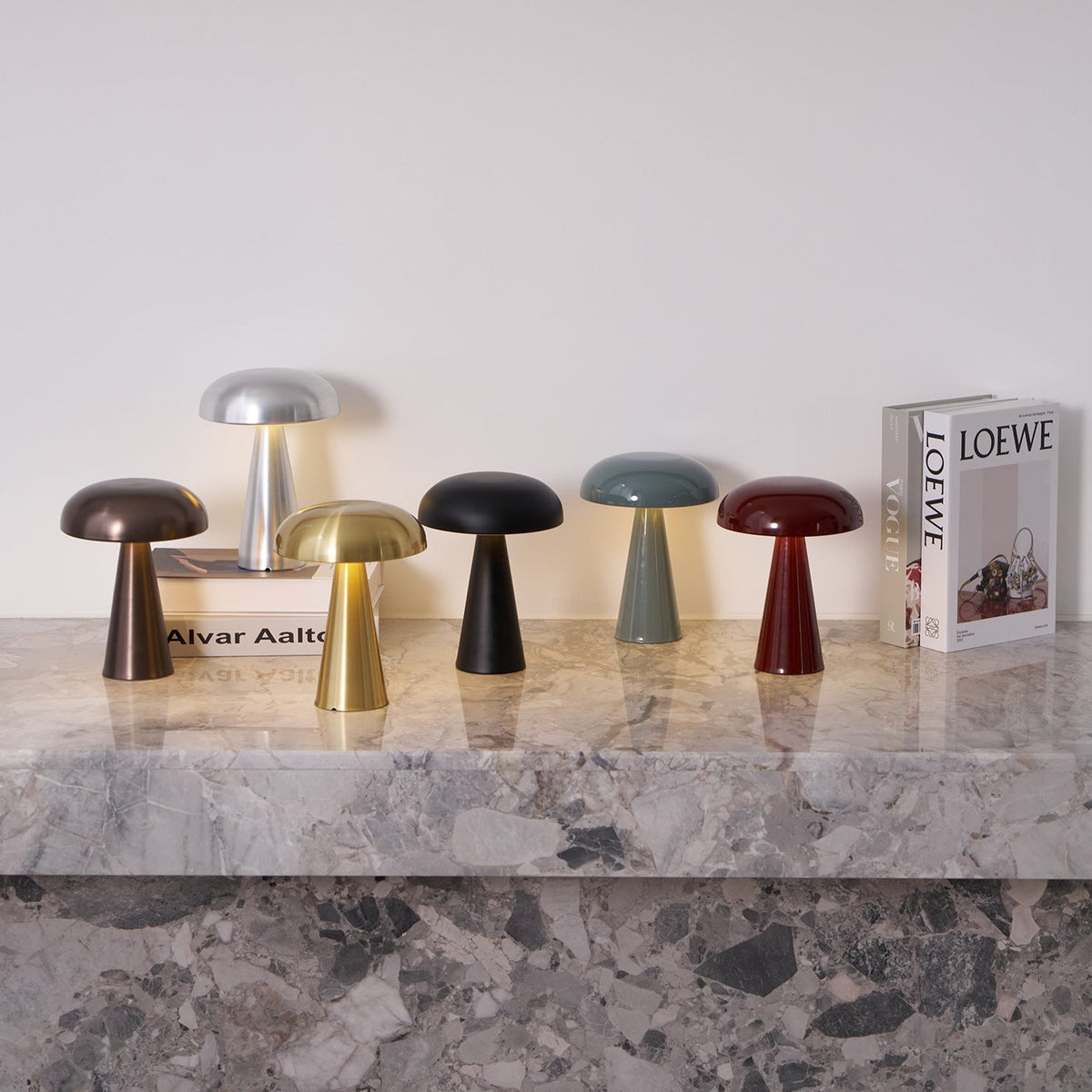 Compact Mushroom Desk Lamp with USB Port 6×8 in Touch Control Dimmable LED Metal Bedside Light for Home Office Reading Nightstand Ambient Li