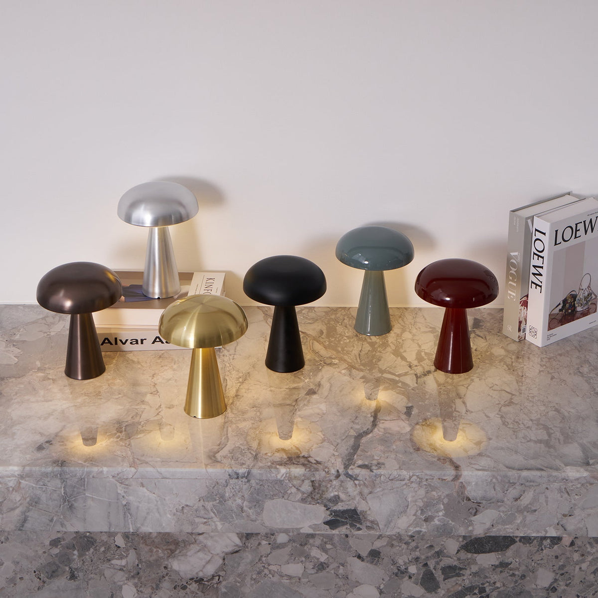Compact Mushroom Desk Lamp with USB Port 6×8 in Touch Control Dimmable LED Metal Bedside Light for Home Office Reading Nightstand Ambient Li