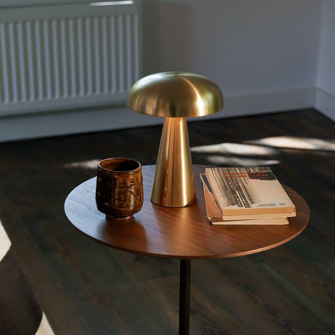 Compact Mushroom Desk Lamp with USB Port 6×8 in Touch Control Dimmable LED Metal Bedside Light for Home Office Reading Nightstand Ambient Li