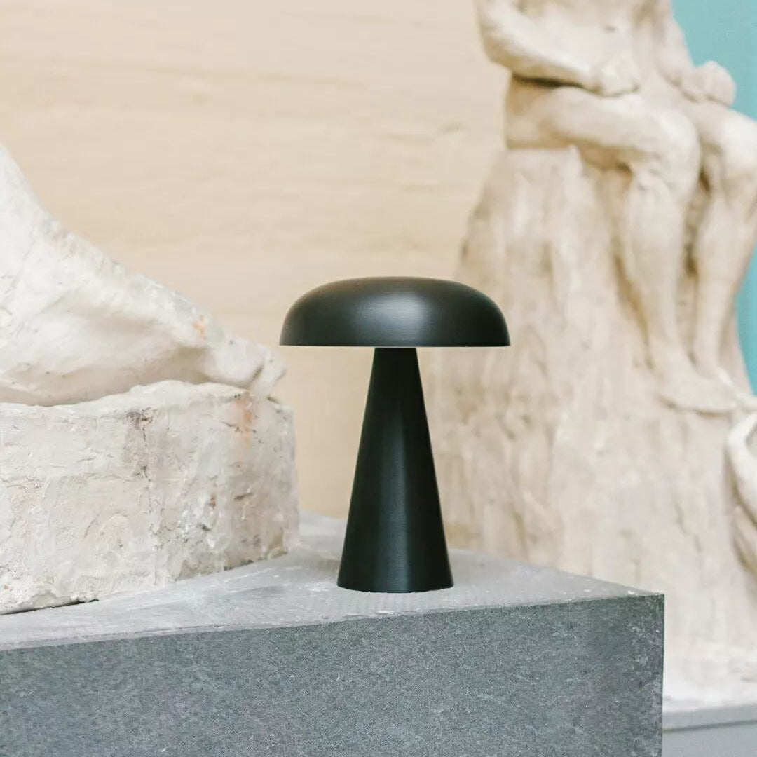 Compact Mushroom Desk Lamp with USB Port 6×8 in Touch Control Dimmable LED Metal Bedside Light for Home Office Reading Nightstand Ambient Li