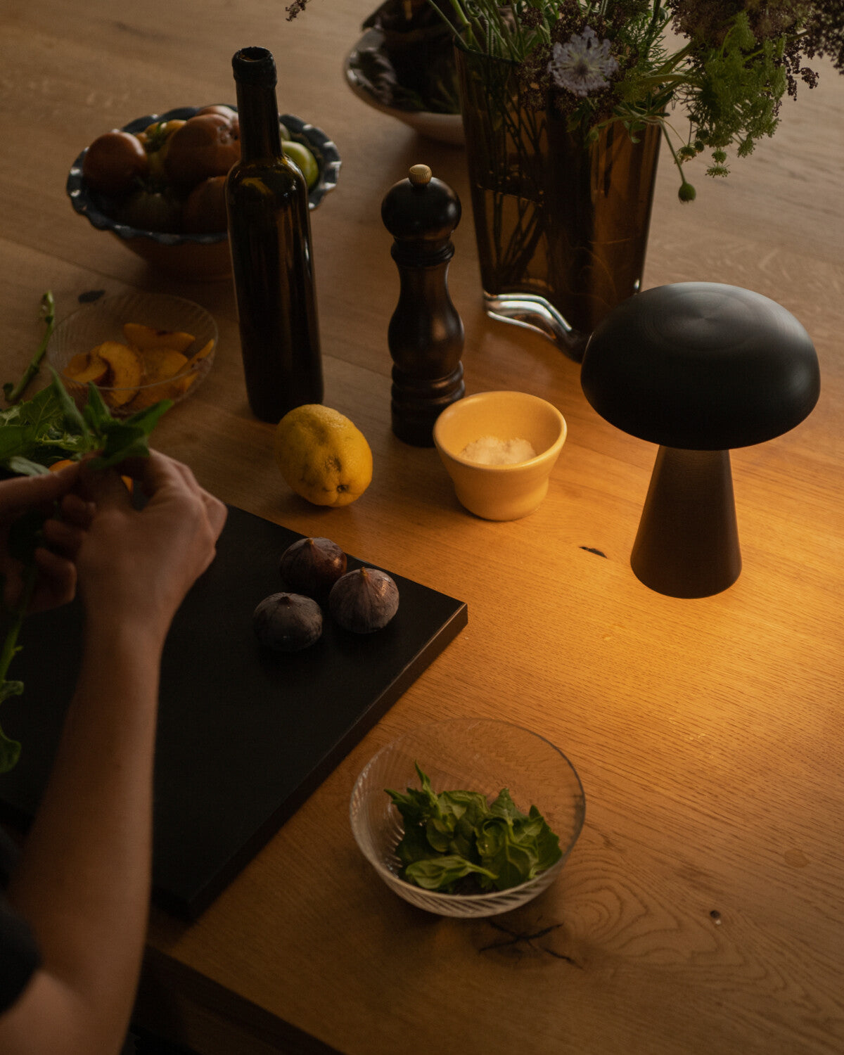 Compact Mushroom Desk Lamp with USB Port 6×8 in Touch Control Dimmable LED Metal Bedside Light for Home Office Reading Nightstand Ambient Li