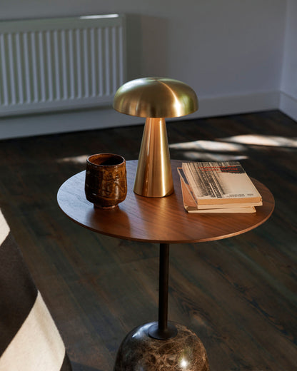 Compact Mushroom Desk Lamp with USB Port 6×8 in Touch Control Dimmable LED Metal Bedside Light for Home Office Reading Nightstand Ambient Li