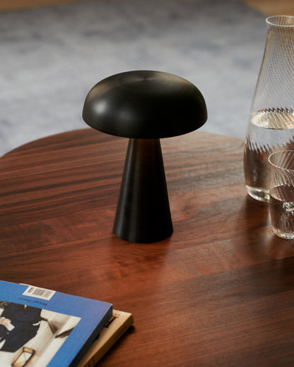 Compact Mushroom Desk Lamp with USB Port 6×8 in Touch Control Dimmable LED Metal Bedside Light for Home Office Reading Nightstand Ambient Li