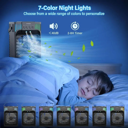 Compact Air Cooler | Evaporative Cooling Fan with Remote Control | 3-Speed Airflow for Personal Comfort