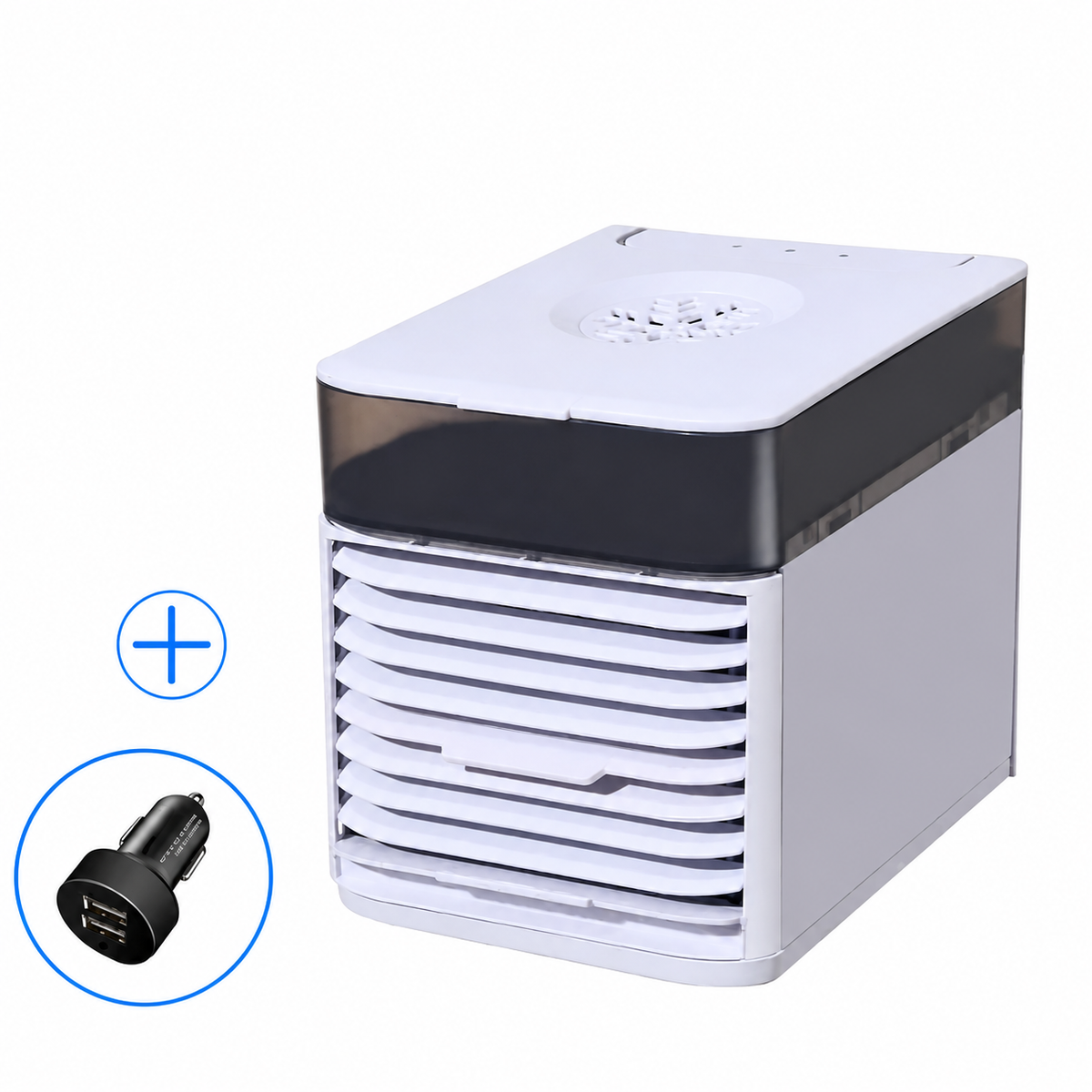 12V Vehicle Air Cooler Cube Evaporative Fan Adjustable Airflow Portable Car Cooling System for Summer Driving Road Trips