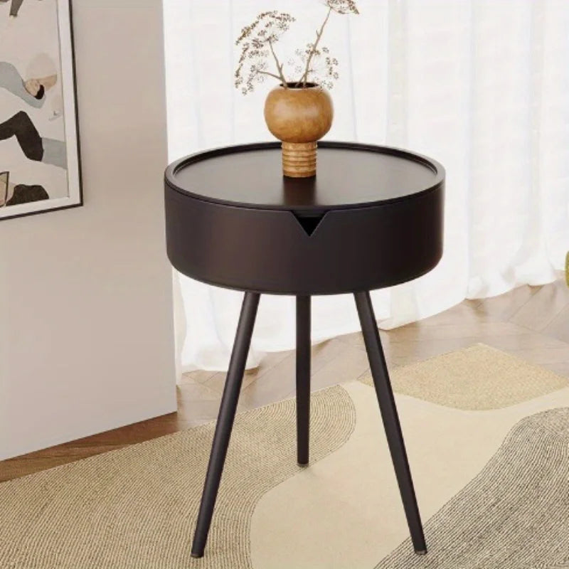 Compact Round Side Table with Storage – Lightweight Design for Small Spaces