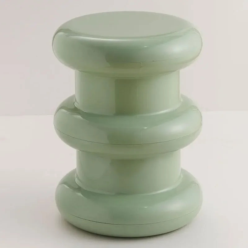 Compact Scandinavian Side Table and Stool – Multifunctional Plastic Design for Bedroom and Living Room
