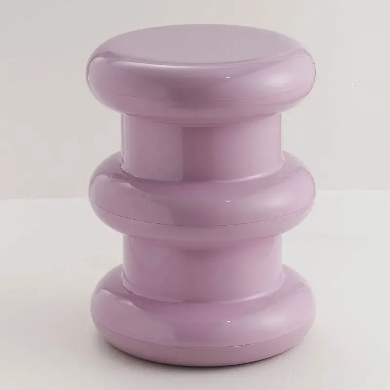 Compact Scandinavian Side Table and Stool – Multifunctional Plastic Design for Bedroom and Living Room
