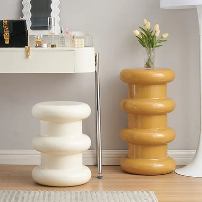 Compact Scandinavian Side Table and Stool – Multifunctional Plastic Design for Bedroom and Living Room