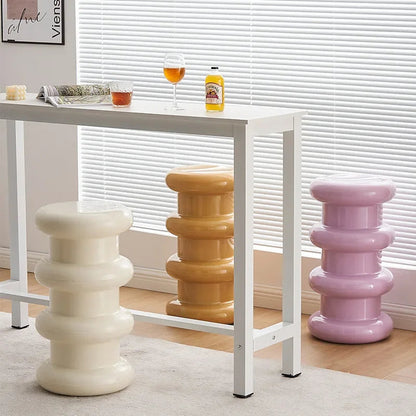 Compact Scandinavian Side Table and Stool – Multifunctional Plastic Design for Bedroom and Living Room