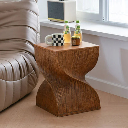 Compact Scandinavian Side Table with Wood Look Edge – Elegant Minimalist Design