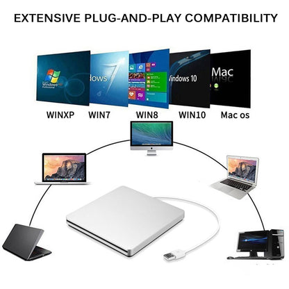 Compact USB CD/DVD Drive for Laptops with Plug-and-Play Functionality | Lightweight Design for On-the-Go Professionals