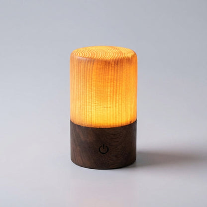 Rechargeable LED Desk Lamp Wood Finish Touch Dimming Portable Wireless Night Light for Bedroom Living Room Office Reading Mood Lighting Mini