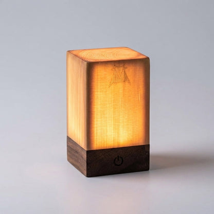 Rechargeable LED Desk Lamp Wood Finish Touch Dimming Portable Wireless Night Light for Bedroom Living Room Office Reading Mood Lighting Mini