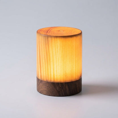 Rechargeable LED Desk Lamp Wood Finish Touch Dimming Portable Wireless Night Light for Bedroom Living Room Office Reading Mood Lighting Mini